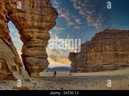 Rock formation beauty of Madain saleh, rock in Al Ula region of Saudi Arabia Stock Photo