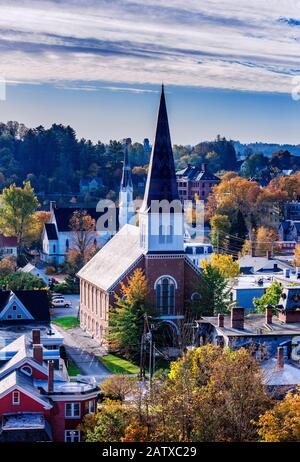 Autumn cityscape of downtown Montpelier. Stock Photo