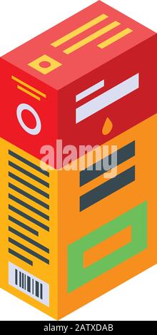 Syrup package icon, isometric style Stock Vector
