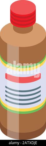Treatment syrup bottle icon, isometric style Stock Vector