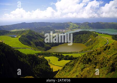 The stunning view from Miradouro da Grota do Inferno Stock Photo