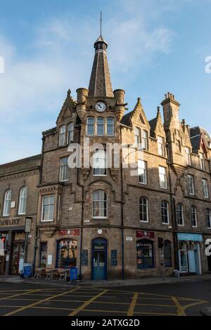 The Clock Café & Bistro on the corner of Bernard Street and The Shore in Leith, Edinburgh, Scotland, United Kingdom Stock Photo