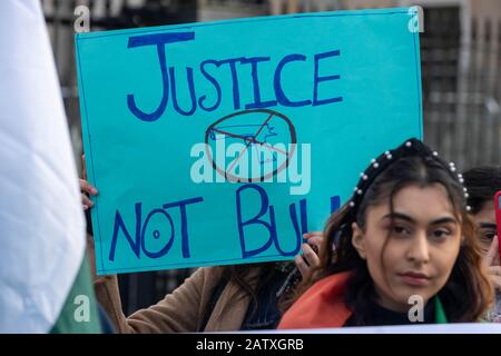 London, UK. 5th Feb, 2020. Anti India demonstration opposite Downing Street, there were protests against the so called Indian occupation of Kashmir and alleged human rights violations. Credit: Ian Davidson/Alamy Live News Stock Photo