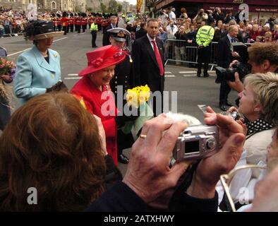 Her Majesty the Queen celebrating her 80th birthday on a  walkabout in Windsor, Berkshire. Stock Photo