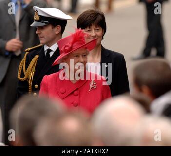 Her Majesty the Queen celebrating her 80th birthday on a  walkabout in Windsor, Berkshire. Stock Photo