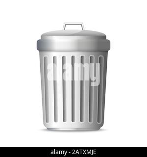 3d realistic trashcan. Trash can garbage Stock Vector