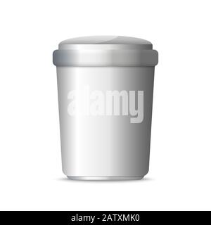 3d realistic trashcan. Trash can garbage Stock Vector