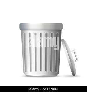 3d realistic trashcan. Trash can garbage Stock Vector