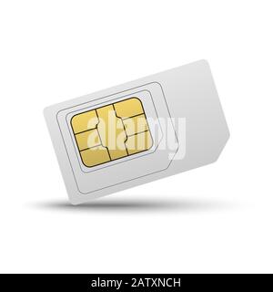 Mobile sim card. Phone siimcard chip isolated Stock Vector