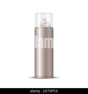 Blank metal bottle spray aerosol. Template for cosmetic deodorant Stock Vector