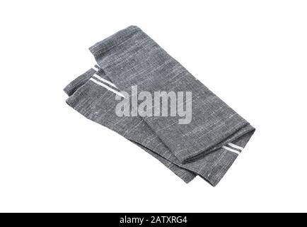 Grey place mat or tea towel isolated on white Stock Photo