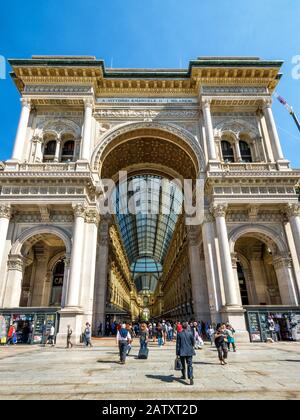 Milan, Italy - May 16, 2017: The Galleria Vittorio Emanuele II on the Piazza del Duomo (Cathedral Square). This gallery is one of the world's oldest s Stock Photo