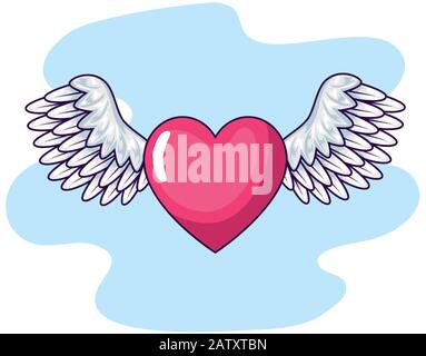 cute heart with wings isolated icon Stock Vector Image & Art - Alamy
