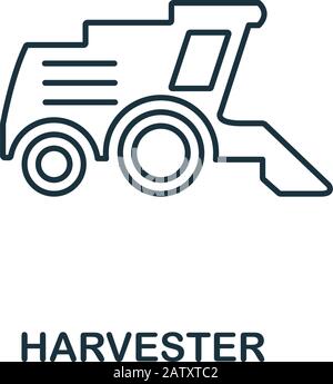 Harvester icon. Thin line style element from farm icons collection. Outline Harvester icon for computer and mobile Stock Vector