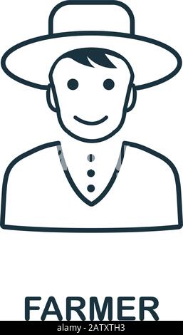 Farmer icon. Thin line style element from farm icons collection. Outline Farmer icon for computer and mobile Stock Vector