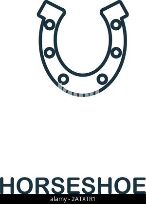 Horseshoe icon. Thin line style element from farm icons collection. Outline Horseshoe icon for computer and mobile Stock Vector