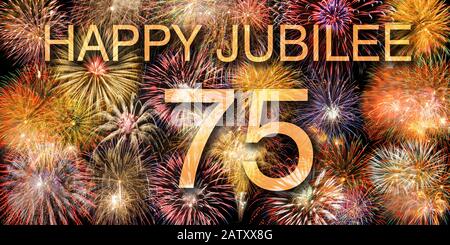 75th jubilee and anniversary with firework Stock Photo