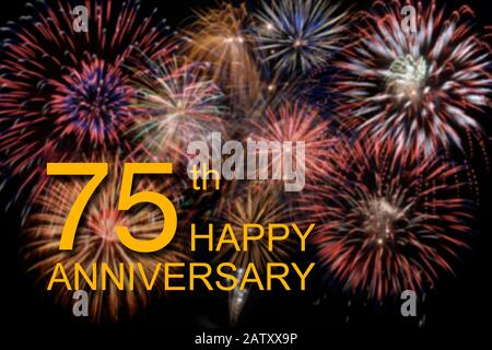 75th jubilee and anniversary with firework Stock Photo