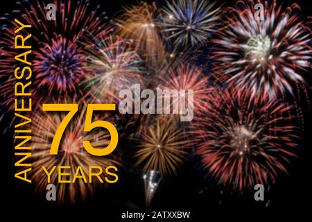 75th jubilee and anniversary with firework Stock Photo