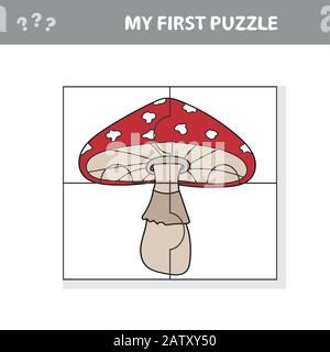 Education paper game for children, Amanita. Create the image. My first puzzle Stock Vector