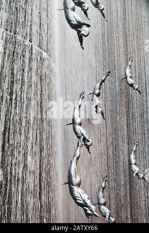 Dubai, OAE - January 30, 2020: The Dubai Mall Waterfall Stock Photo