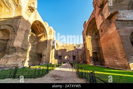 The ruins of the Baths of Caracalla, ancient roman public baths, in Rome, Italy Stock Photo