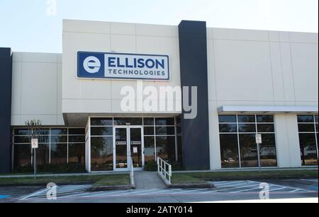 Ellison Technologies office building exterior in Houston, TX. A supplier to metal cutting manufacturers providing advanced global machining solutions. Stock Photo