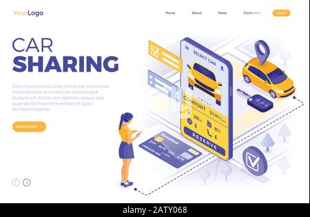 Car Sharing Service Concept Stock Vector