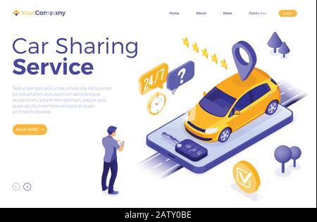 Car Sharing Service Concept Stock Vector