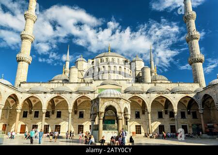 ISTANBUL - MAY 26, 2013: The Blue Mosque (Sultanahmet Camii). The Blue Mosque is a historical monument and a beautiful mosque. Stock Photo