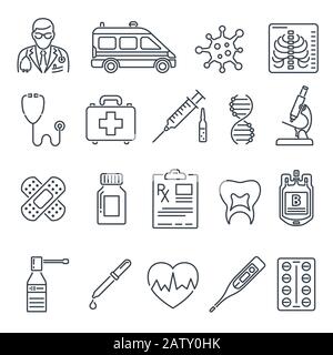 Medical Healthcare Line Icons Set Stock Vector