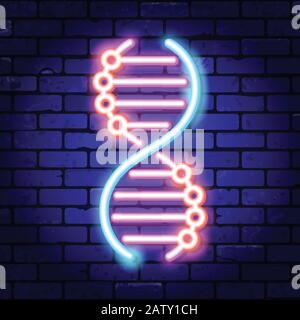DNA Neon Signboard Stock Vector