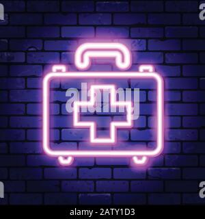 Medical Kit Neon Signboard Stock Vector