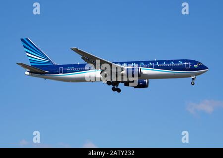 A Boeing 767-300 Azal Azerbaijan Airlines Approaching London Gatwick 