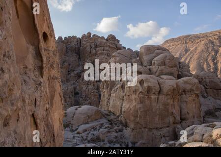 Al-Sila castle is located to the south of Al-Tafilah Governorate, Jordan, about 16 km away, and it is located near the Silaa Village. The castle conta Stock Photo