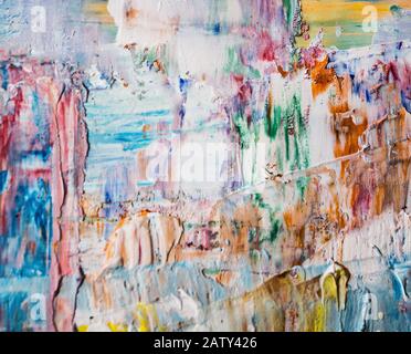 Colored smears of paint on canvas Stock Photo