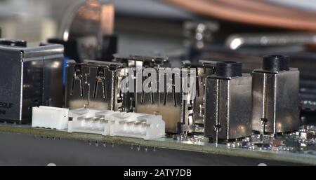 close up of electronic circuitry Stock Photo