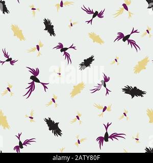 flying flock of birds seamless vector pattern Stock Vector