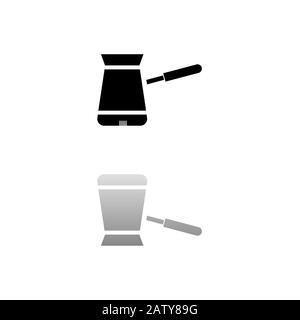 Turkish Coffee. Black symbol on white background. Simple illustration. Flat Vector Icon. Mirror Reflection Shadow. Can be used in logo, web, mobile an Stock Vector