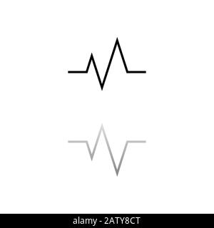 Heart beat cardiogram. Black symbol on white background. Simple illustration. Flat Vector Icon. Mirror Reflection Shadow. Can be used in logo, web, mo Stock Vector