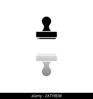 Stamp. Black symbol on white background. Simple illustration. Flat Vector Icon. Mirror Reflection Shadow. Can be used in logo, web, mobile and UI UX p Stock Vector