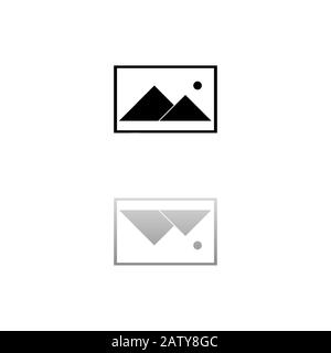 Photograph. Black symbol on white background. Simple illustration. Flat Vector Icon. Mirror Reflection Shadow. Can be used in logo, web, mobile and UI Stock Vector