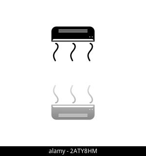 Air conditioning. Black symbol on white background. Simple illustration. Flat Vector Icon. Mirror Reflection Shadow. Can be used in logo, web, mobile Stock Vector