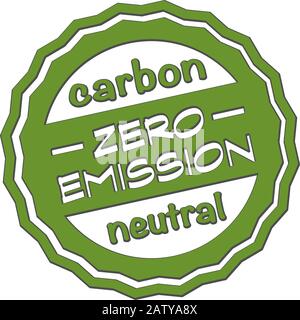 green round zero emission carbon neutral rubber stamp print vector illustration Stock Vector
