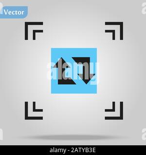 Arrow reload, rotate, refresh, repeat sign on rounded square glossy icon web internet button and color reflection on gray background. Vector Stock Vector