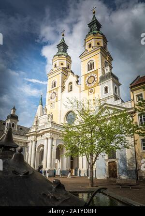 The Beautiful Cathedral of Santa Maria Assunta and San Cassiano in Bressanone. Brixen / Bressanone is a town in South Tyrol in northern Italy. May 25, Stock Photo