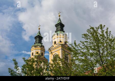 The Beautiful Cathedral of Santa Maria Assunta and San Cassiano in Bressanone. Brixen / Bressanone is a town in South Tyrol in northern Italy. May 25, Stock Photo