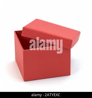 Red empty cardboard box against white background Stock Photo
