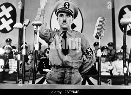CHARLES  CHAPLIN  ( 1889 - 1977 ) as a HITLER look-a-like in  THE GREAT DICTATOR  ( 1940 - Il grande dittatore ) - nazi - nazist - nazism - nazismo - Stock Photo