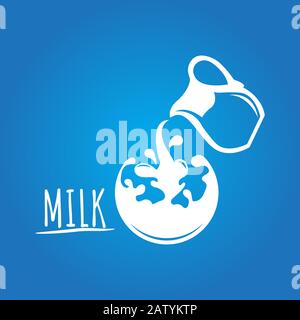 Vector illustration of realistic white milk pouring into transparent glass with splash isolated on background Stock Vector